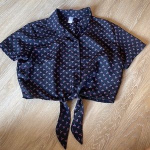 AMERICAN APPAREL TIE FRONT TOP